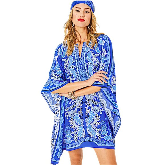 Lilly Pulitzer Dresses & Skirts - Lilly Pulitzer Cinzia Silk Caftan in Alba Blue/Baja Cove NWT - Size XXS/X-Small